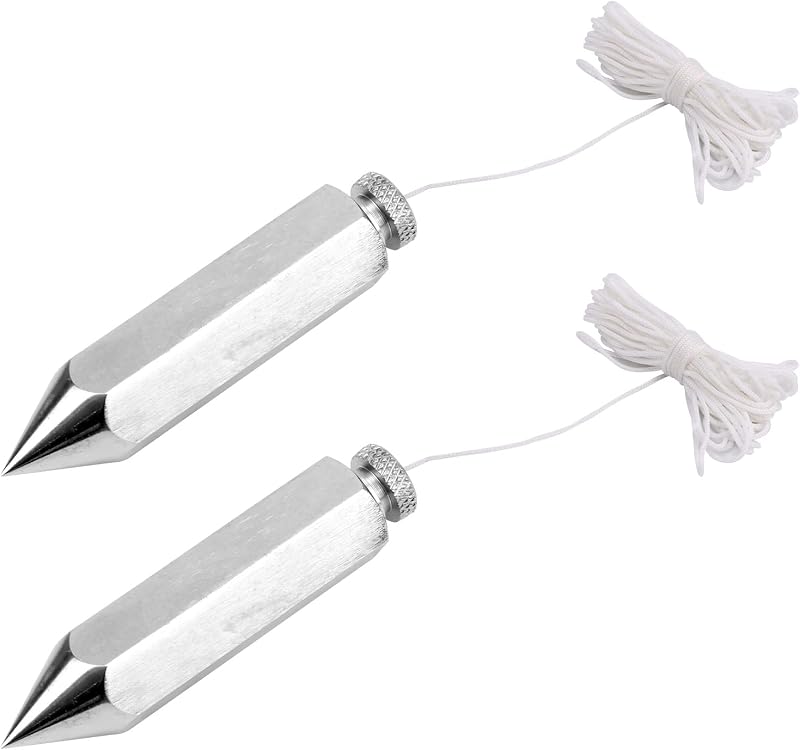 2pcs Hexagon Steel Plumb Bob, Plumb Bob with 4m/13.12ft String Building Verticality Measuring Tool for Construction Workers