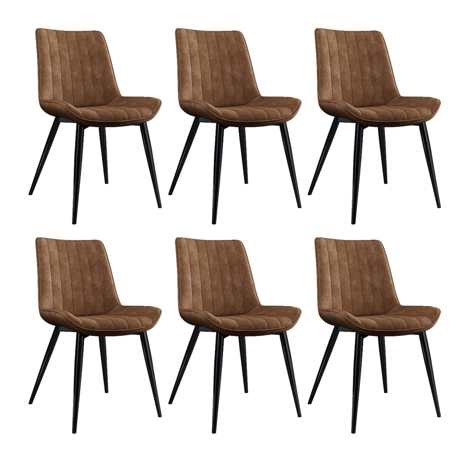 SJIALEN Modern Dining Chairs Set of 6, with Metal Legs PU Leather Seat Backrests Chairs Leisure Living Room Kitchen Counter Chairs Kitchen Chair (Color : Orange, Size : 45x43x84cm)