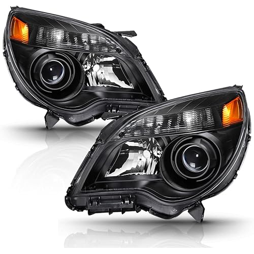 ACANII - For [Halogen Model] 2010-2015 Chevy Equinox Black Housing Projector Headlights Headlamps Driver+Passenger Side
