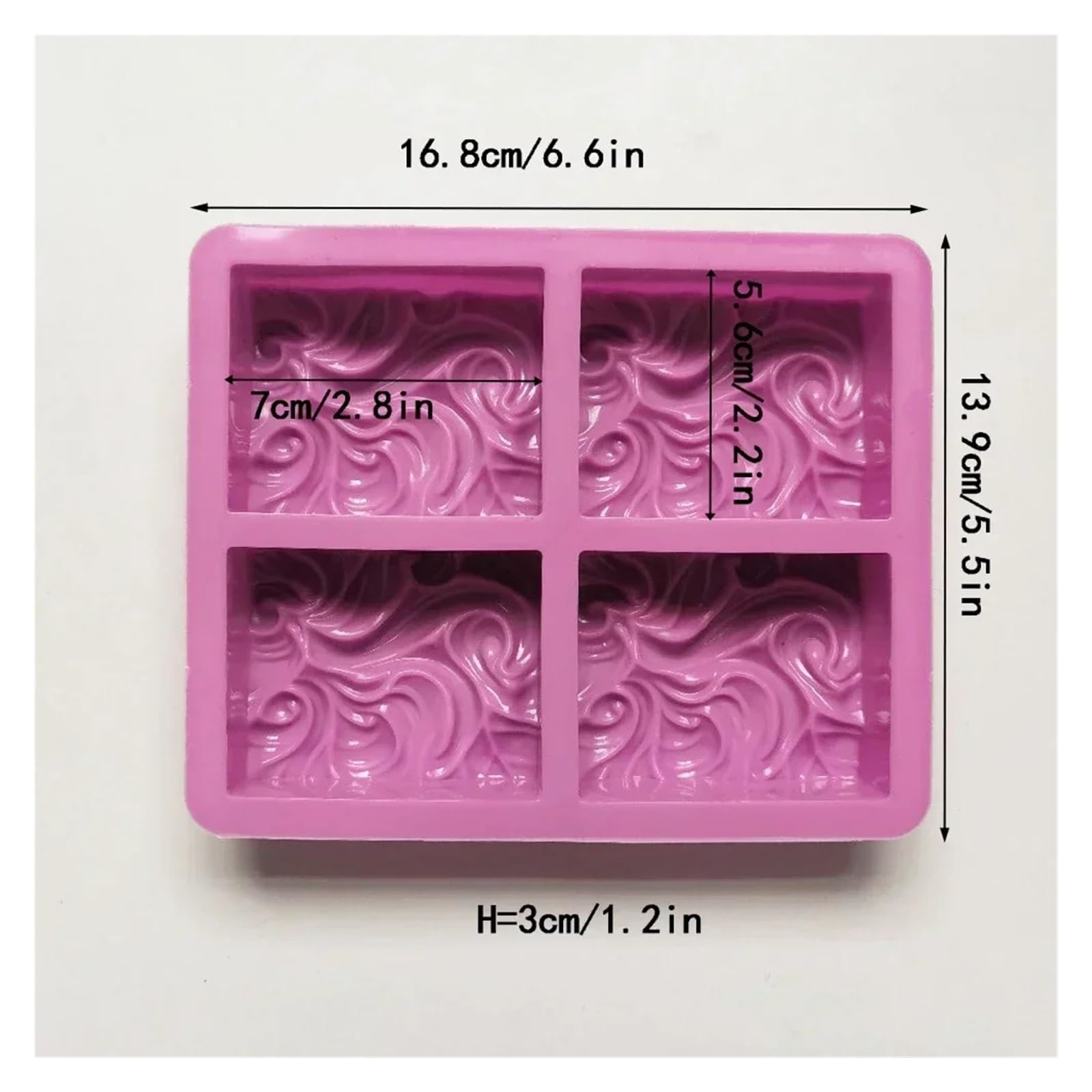 Stampi per sapone in silicone Stampo for sapone in silicone 3D fatto a mano da 1/2 pezzi con motivo ondulato for a fai te, candele, resina, gesso, strumenti for decorare torte(Purple 2Pcs)