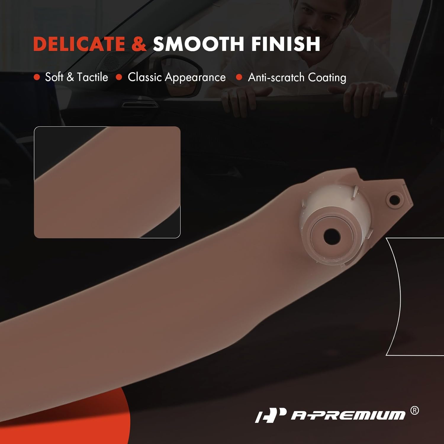 A-Premium Door Armrest Interior Door Pull Handle Panel Compatible with BMW X5 2007-2013, X6 2008-2014, Driver & Passenger Side, Red Brown, 3-PC Set