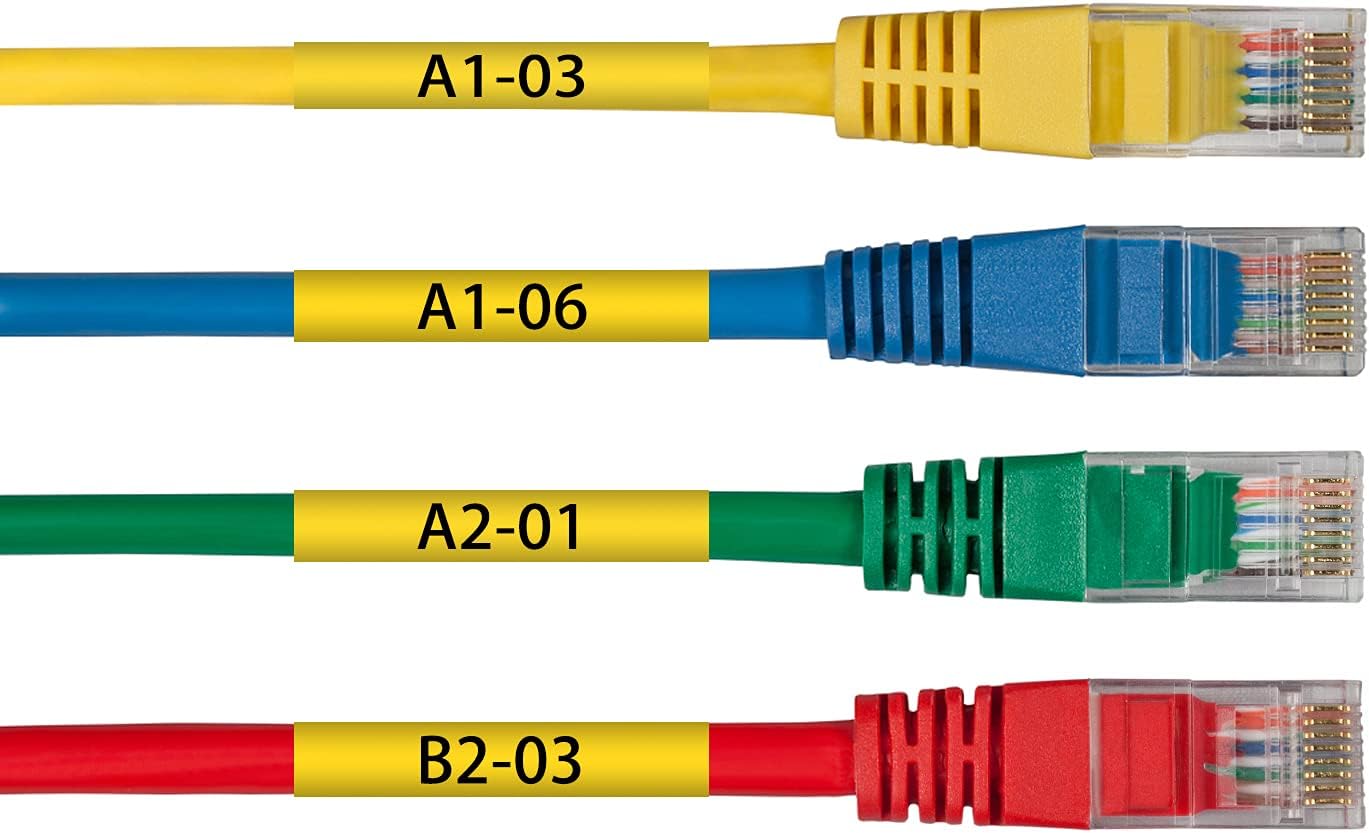 6PK Compatible for Dymo Rhino 18054 A18054 Black on Yellow 9mm 3/8 inch Heat Shrink Tubes Label for Rhino 1000 3000 4200 5000 5200 6000 3M Label Maker Refills