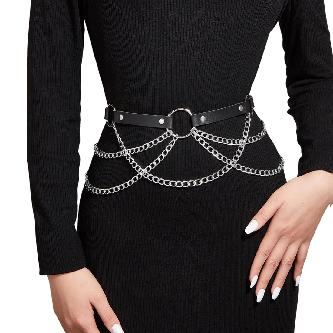 Punk Cadenas para Cntura y Cuerpo de Estilo Gótico Punk Cuero Cintura Cadena Cinturón Gótico Rave Cintura Cadena Arnés Club Nocturno Cuerpo Cadena Joyería