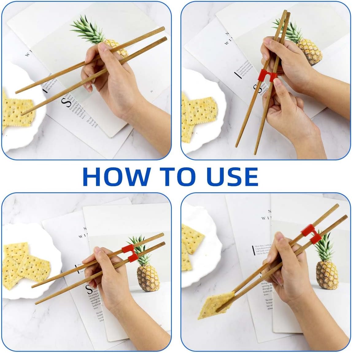 8 Pairs Reusable Chopsticks Helpers Training Chopstick for Beginner Replaceable Practice Chopsticks Chopstick Trainers for Adults Chopstick Hinges Connector Non-Slip Chopsticks Trainer Learner