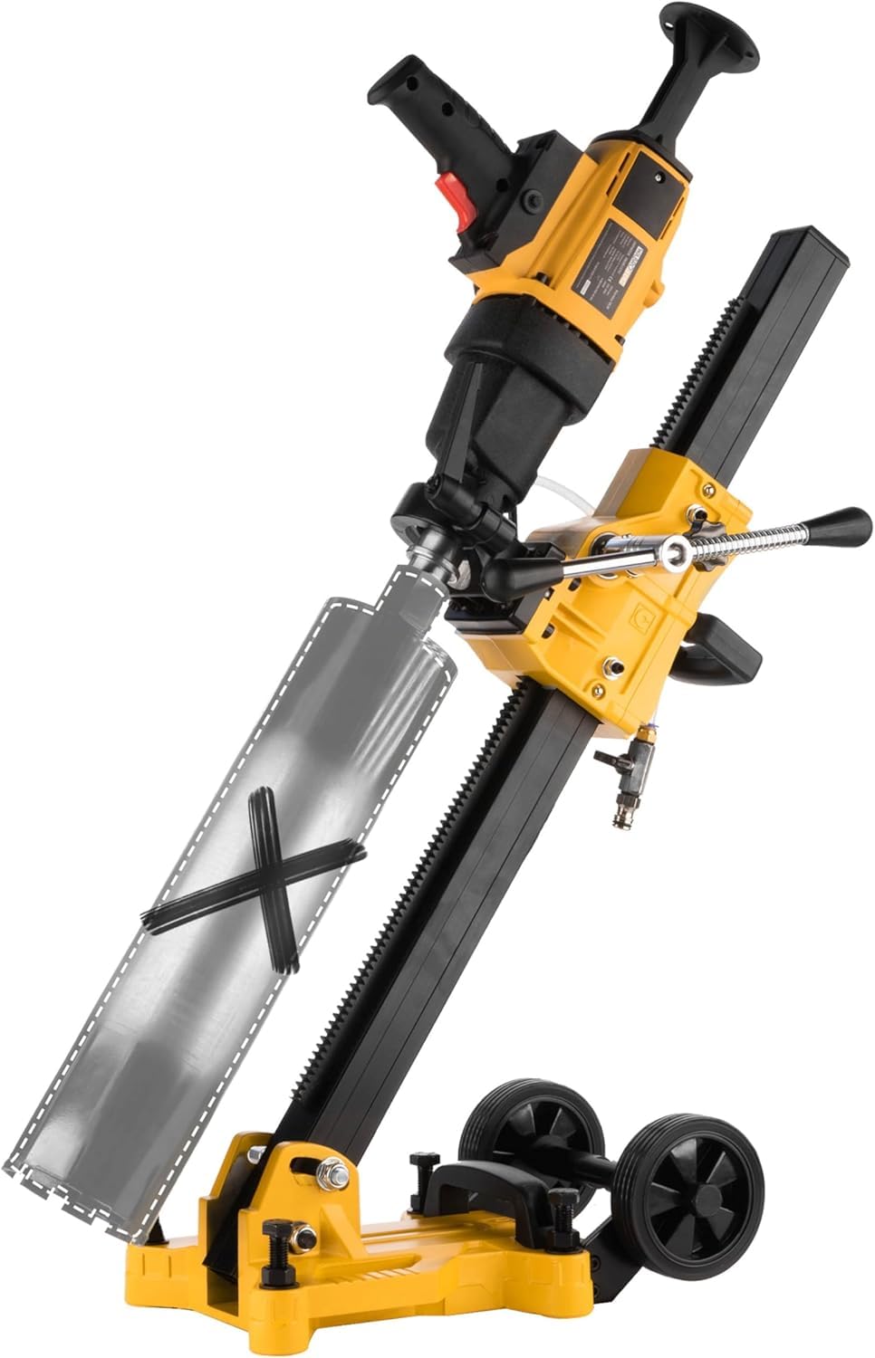 Carotatrice 3 Marce 1500 W su Supporto di Carotaggio Inclinabile con Ruote - Carotatrice Diamantata con Interruttore PRCD - Carotatricce a Mani 3960 Giri/min per Carotaggio a Umido e a Secco
