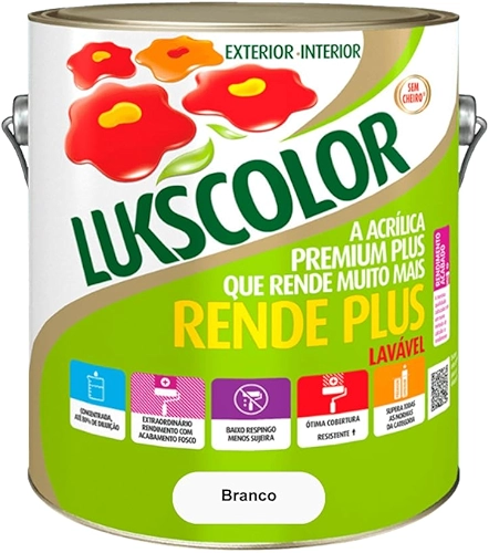 Tinta Acrílica Premium Lavável Rende Plus Lukscolor 3,6l (Azul Ceu)