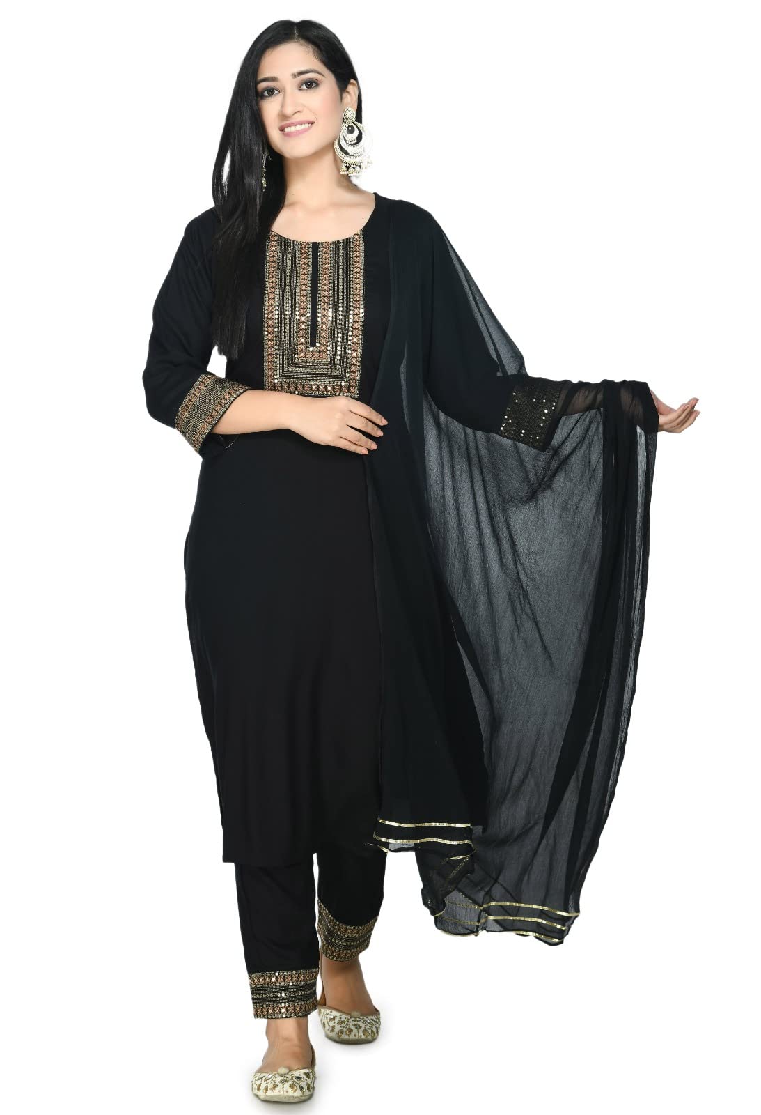 Liboza Salwar Suit Set with Dupatta for Women Black - Heavy Ethnic Kurta Set with Pant, Pakistani Design & Wedding Dress, Readymade Designer Suits and Kurtas for Ladies-image-29