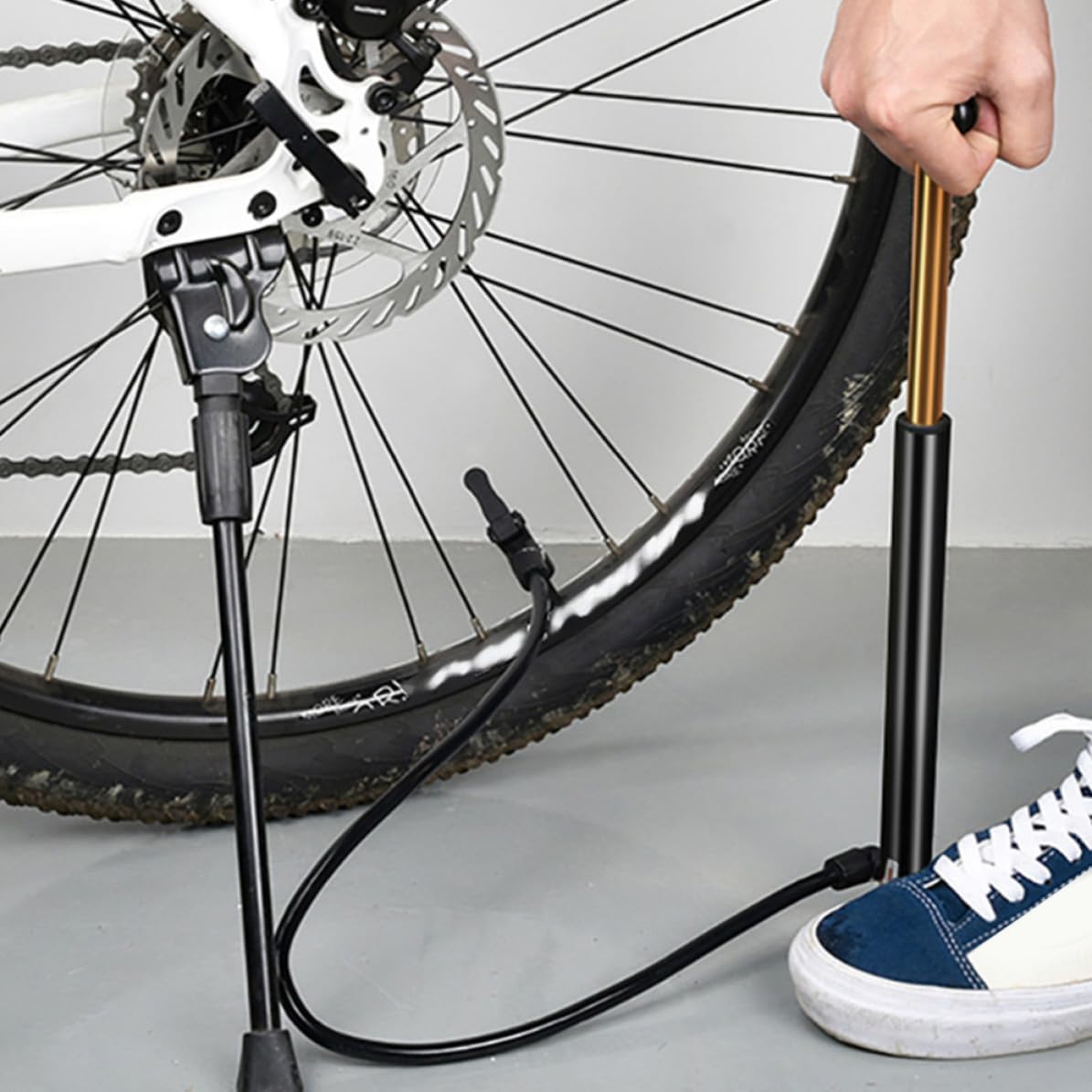 Toddmomy 90psi High Pressure Portable Bike Pump Lightweight Aluminum Alloy Frame-Mounted Tire Pump for Mountain Bikes and Sports Balls with Mounting Kit