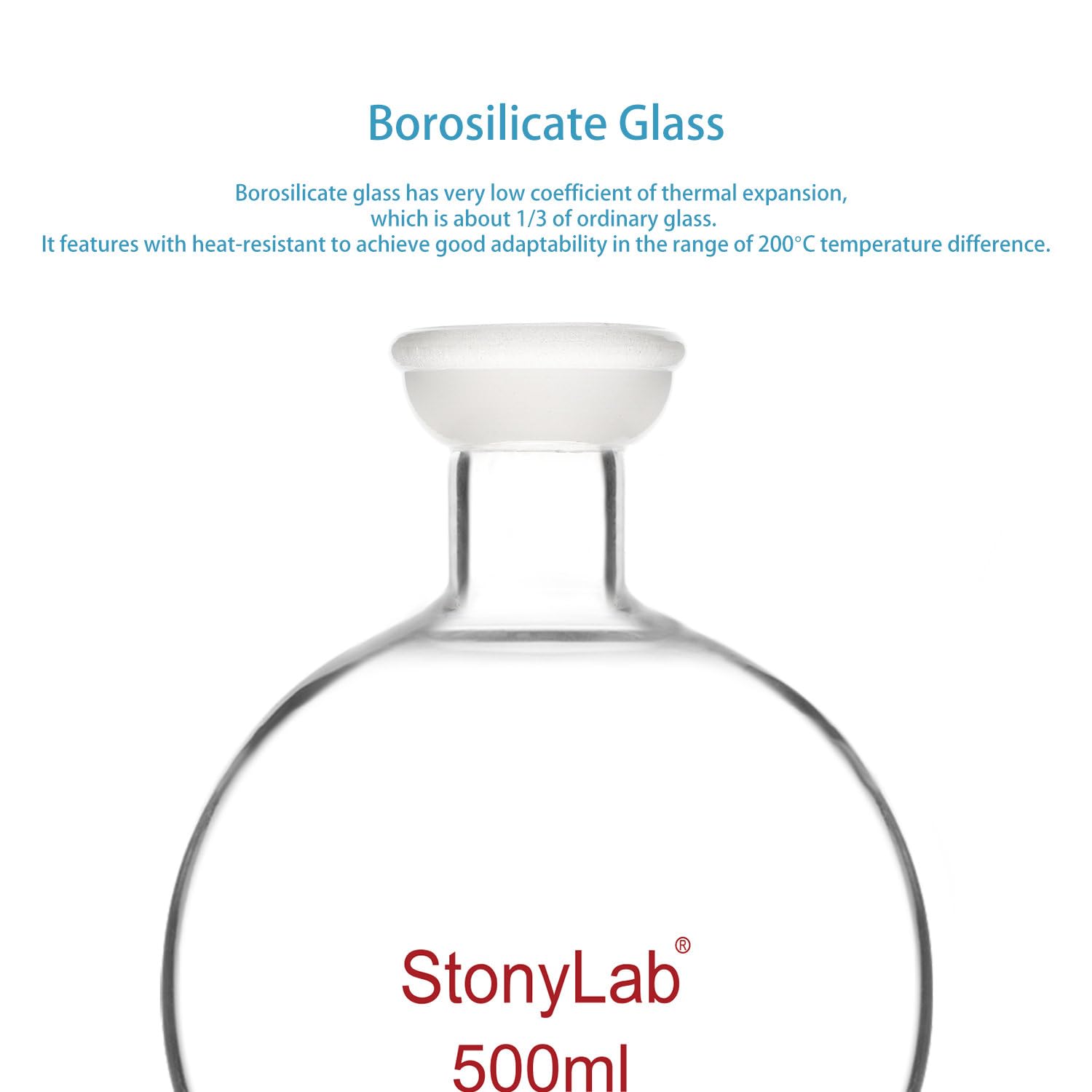 stonylab Giunto Sferico Fondo Rotondo Pallone di Ricezione, Borosilicato Vetro Rotativo Pallone di Ricezione dell'Evaporatore con 35/20 Giunto Rettificato, 500 ml