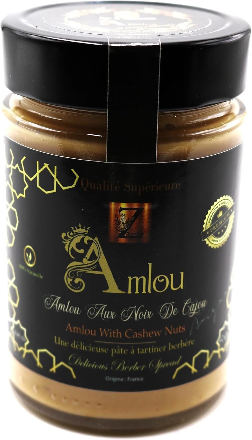 "Pâte à tartiner marocaine authentique : Amlou revisité aux noix de cajou, à l'huile d'argan et au miel d'oranger - 400g"