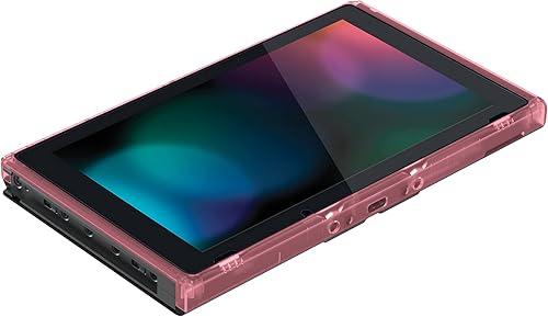 Vista 4 de eXtremeRate Carcasa para consola Nintendo Switch, color rosa cereza para consola Nintendo Switch, marco frontal de repuesto para consola Nintendo