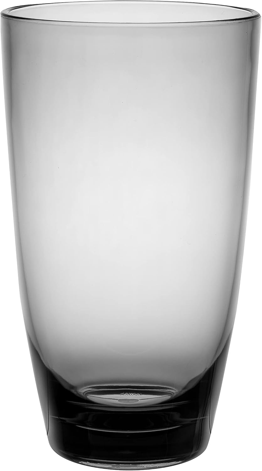 KLIFA- ETON, 20.8 oz, Set of 6, Acrylic Highball Drinking Glasses Set, Iced Tea Cups, BPA-Free, Stackable Plastic Drinkware, Dishwasher Safe Cups, Gray-Black