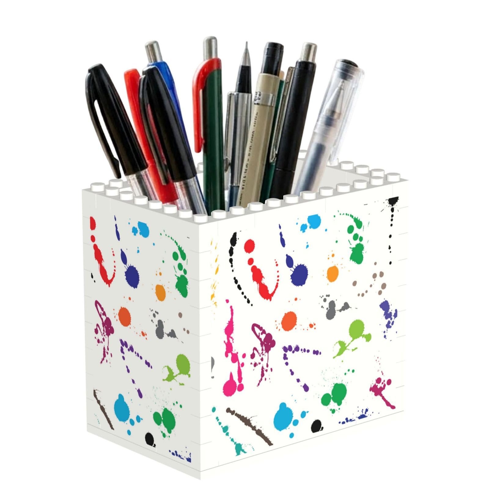 Poadnly Abstract Paint Splashes Printed, Pen Pot Pencil Holder for Office Home School, Compact Desk Organiser for Office Stationery
