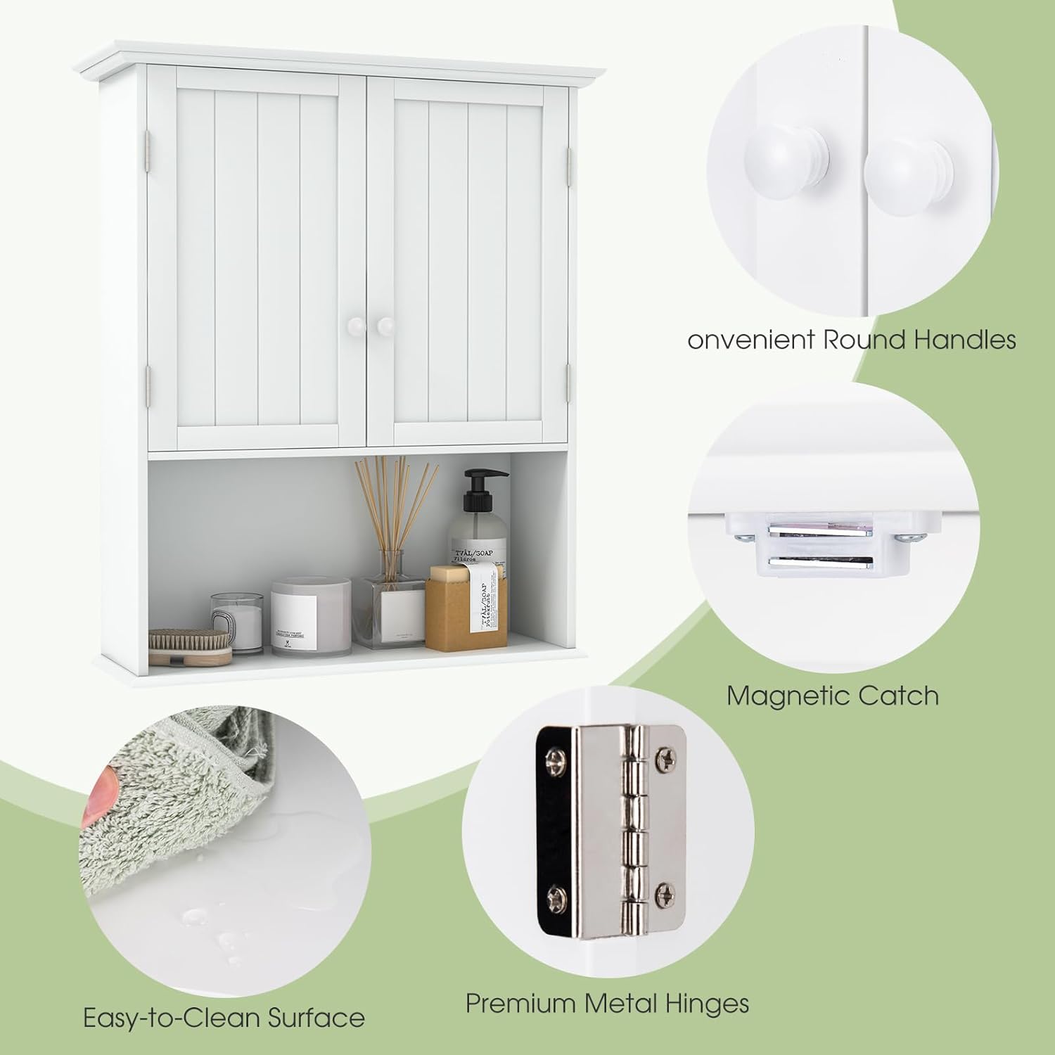 Safeplus 28" H x 23.5" W Wall Mount Medicine Cabinets with Adjustable Shelf and 2-Door for Bathroom Laundry Living Room