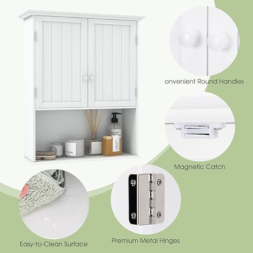 Miniatura 6 de Safeplus Gabinetes de medicina de montaje en pared de 28 pulgadas de alto x 23.5 pulgadas de ancho con estante ajustable y 2 puertas para baño,