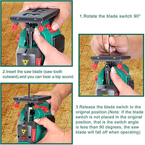 Jigsaw, 6.7A Hychika Jig Saw 800-3000Spm With 6 Variable Speeds, 4 Orbital Sets, Bevel Angle 45°, 6Pcs Blades, Pure Copper Motor, Laser Guide, Carrying Case Wood Metal Plastic Cutting #TOP2