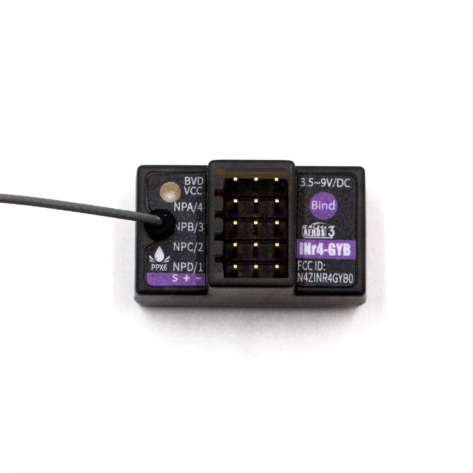 FS INr4-GYB - Mini receptor de 4 canales de 2.4 GHz, función de giroscopio incorporada, PWM/PPM/i-Bus/S.Bus/i-bus2 compatible con AFHDS3 Flysky NB4 Noble Lite Noble Pro RC Car Boat Transmitter Remote