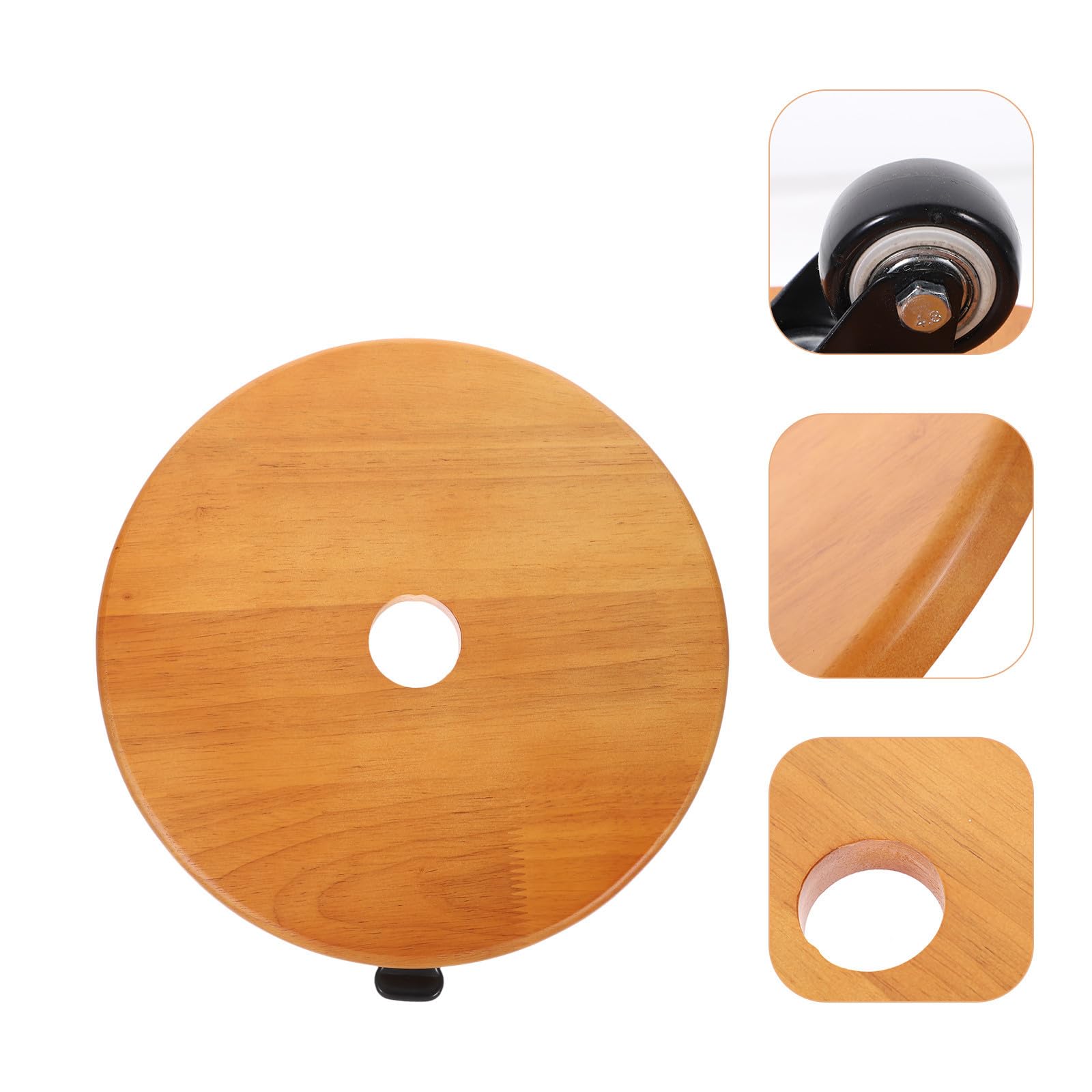 Carrello per Piante con Ruote, Sottovaso Rotondo 28cm in Legno