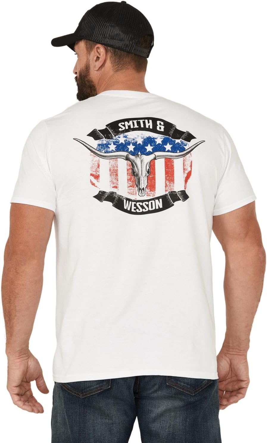 Smith & Wesson Officially Licensed Men's Crewneck T-Shirt, Americana Pride, Flag and Eagle Graphic Short Sleeve Tee