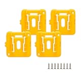 Evenlinkics 4 Pack Battery Holder Mount Fit Compatible Dewalt 20V and 60V Battery DCB200 DCB201 DCB202 DCB203 DCB204 DCB205 DCB206 DCB208 and DCB606 DCB609 (w/8 Screws, No Battery)
