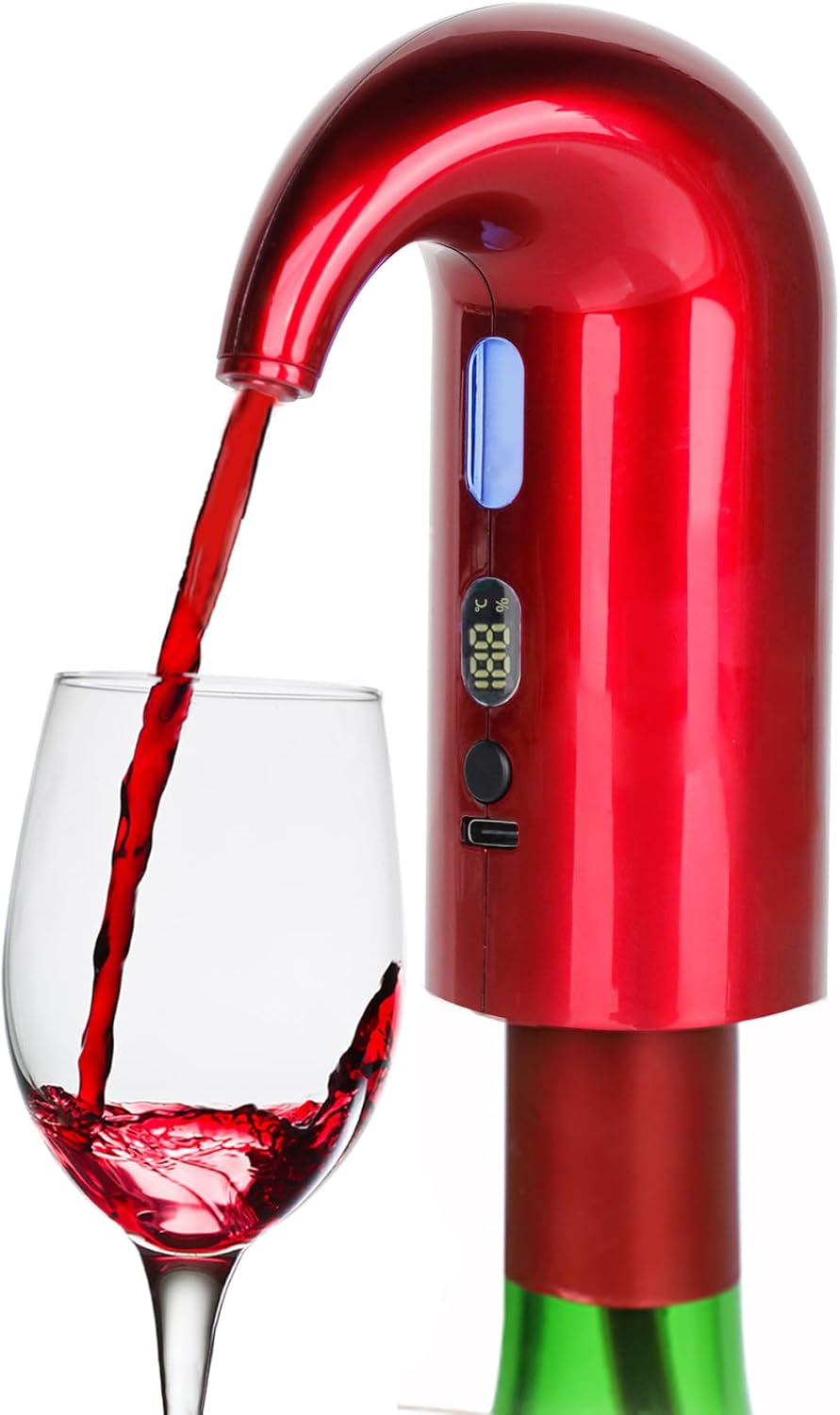 Electric Wine Aerator Pourer, Portable Automatic One-Touch Decanter Dispenser Pump for Red and White Wine with Type C Rechargeable Battery