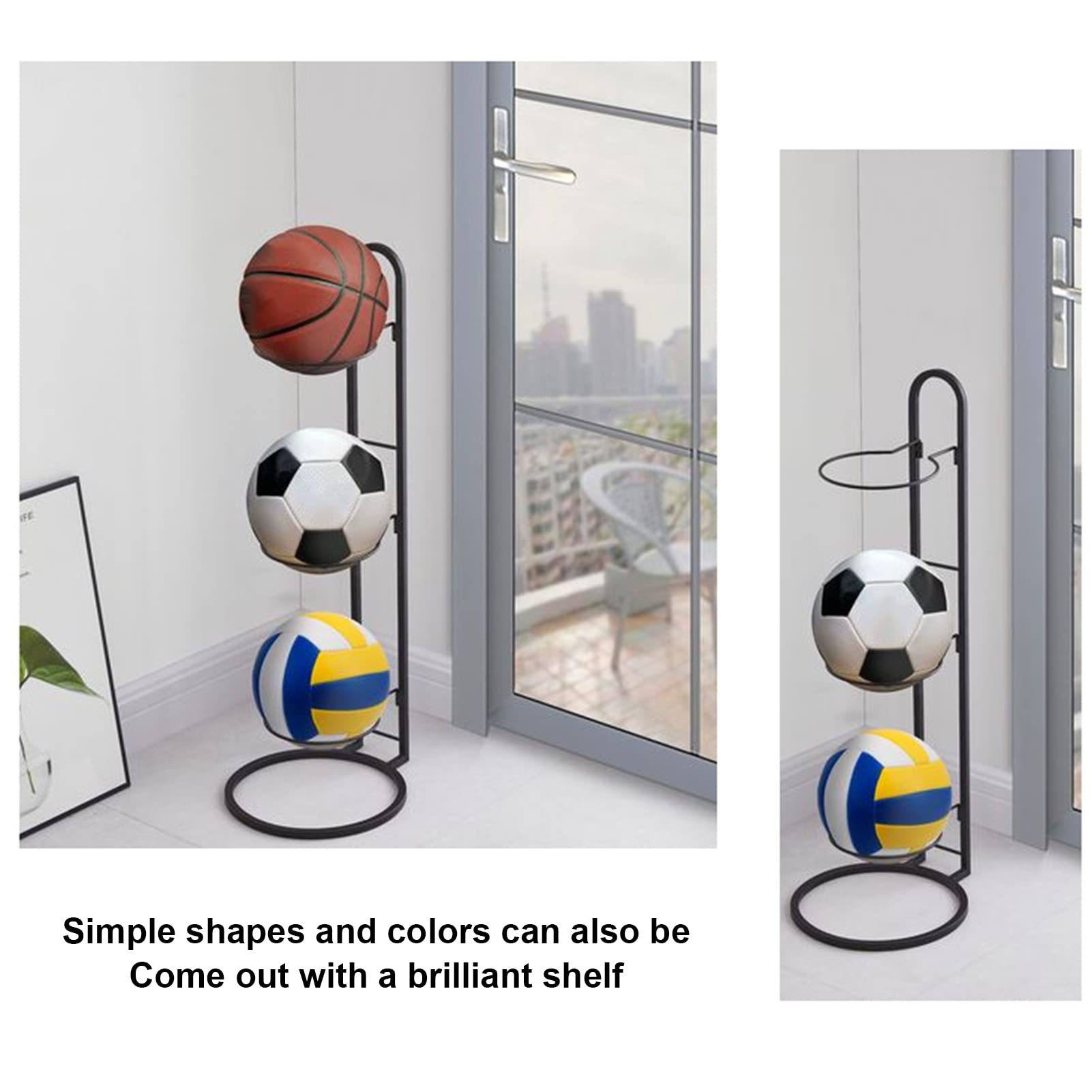 TAOZHUGONG 3-lagiger Ballständer - Metall Aufbewahrungsregal Für Basketball, Fußball & Volleyball