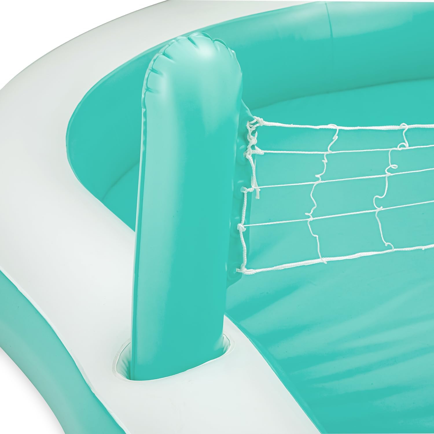 Close-up of the detachable volleyball net attachment point on the Funsicle Sports Arena Pool