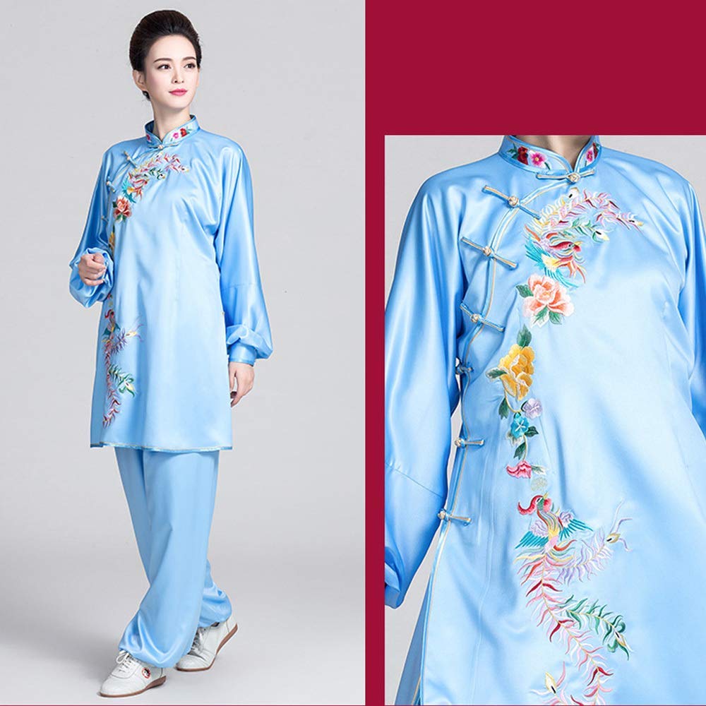 Uniforme Tai Chi da Donna, Abbigliamento Tai Chi Traspirante - per Eseguire Esercizi di Tai Chi,Blu-S (Blu L)