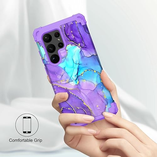 Miniatura 6 de Hocase Funda protectora híbrida de doble capa para Samsung Galaxy S23 Ultra de 6.8 pulgadas 2023 - Cuando el morado se encuentra con el azul