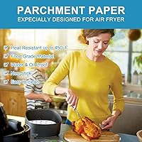 Vista 5 de Revestimientos para freidora de aire, 7.5 pulgadas, 100 piezas de papel pergamino perforado de alta calidad compatible con Philips, Cozyna, Secura