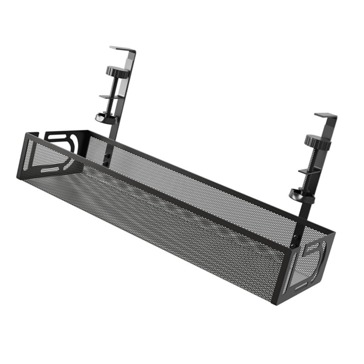 Organizador de Cables bajo Escritorio Metálico Negro Bandeja para Gestión y Almacenamiento de Cables Cesta para Ocultar Regletas y Enchufes Tamaño Grande 40X13X7 CM Adecuado