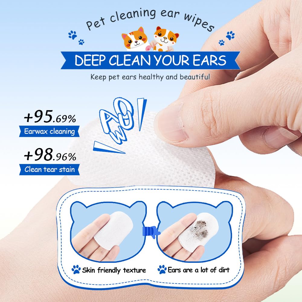 Pet Ear Cleaning Wipes with Salicylic Acid & Chamomile - Gently Remove Ear Wax & Dirt for Dogs & Cats, Helps Clean & Deodorize, Safe for Puppies & Kittens, Pack of 2 - image 7