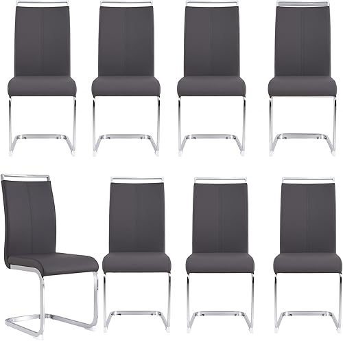 Miniatura 26 de Juego de sillas de comedor gopop, sillas modernas de metal para cocina con asiento acolchado de piel sintética, respaldo alto y patas de cromo