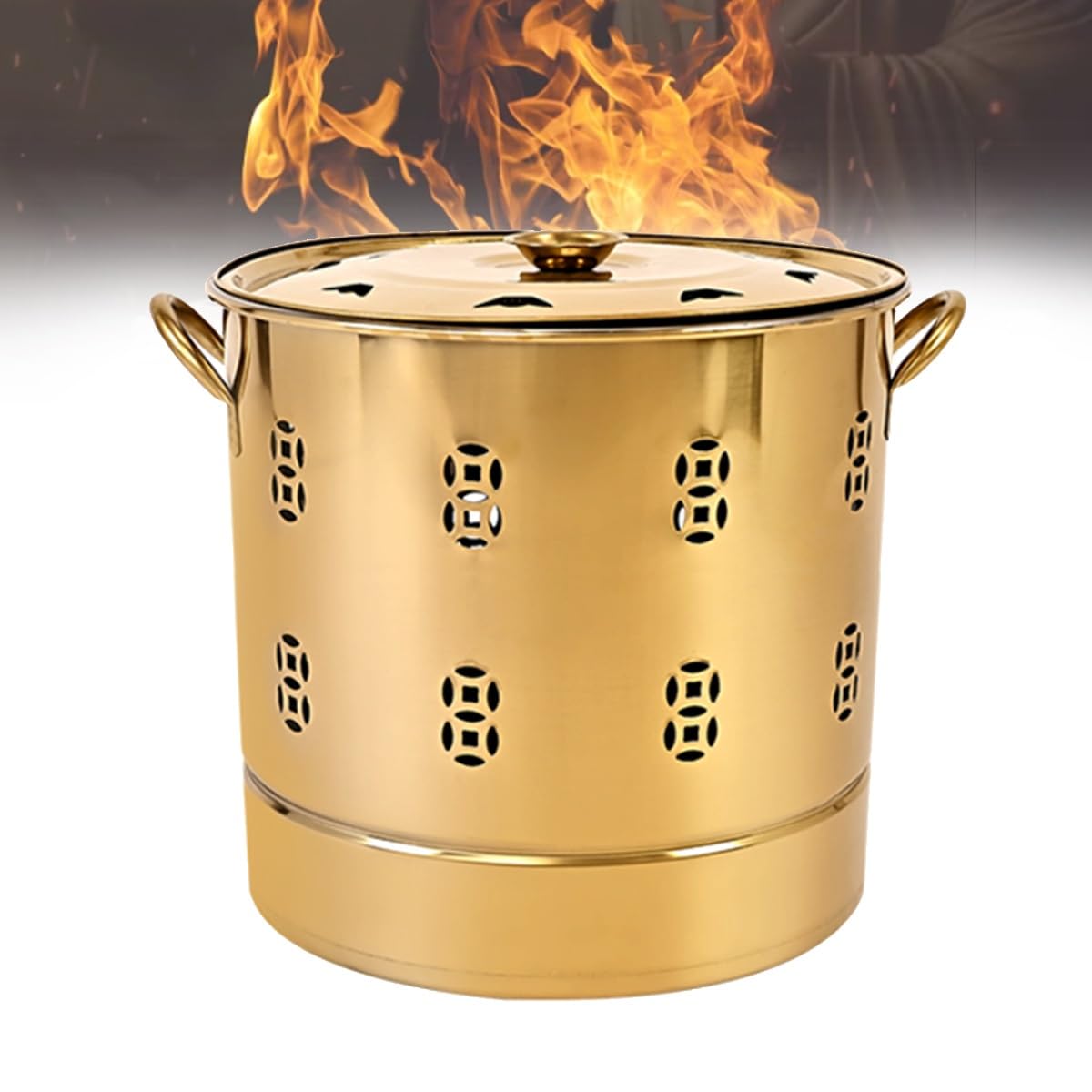 Barril incinerador, Horno de jardín, contenedor de incineración, Jaula incineradora de Acero Inoxidable con Tapa y Gancho para Fuego, contenedores para Quemar Basura, Quemador de Papel, Cubo