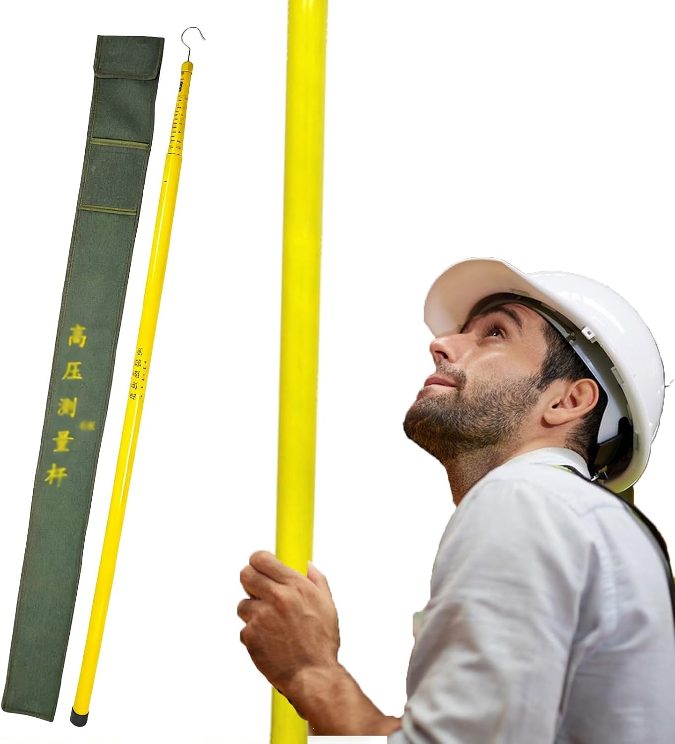 Telescopic Height Measuring Ruler - Adjustable Insulating Pole for Electrical Equipment & Telecom Tower Measurements, High Voltage Safety Tool, Durable & Lightweight Design