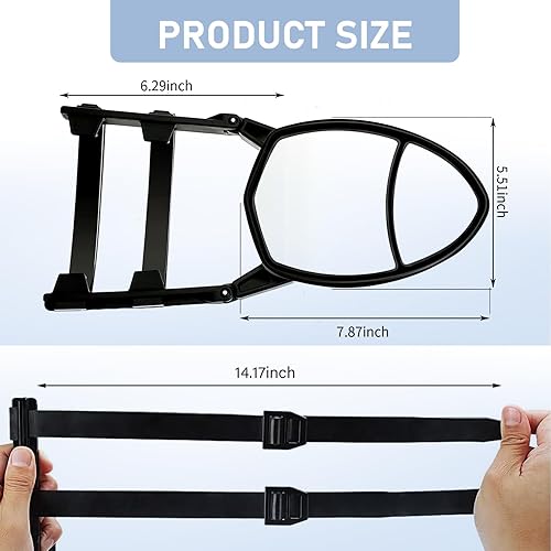 Miniatura 2 de 2 espejos de remolque con abrazadera, espejos de remolque universales, extensiones de espejo de remolque, espejo extensor ajustable de doble visión,