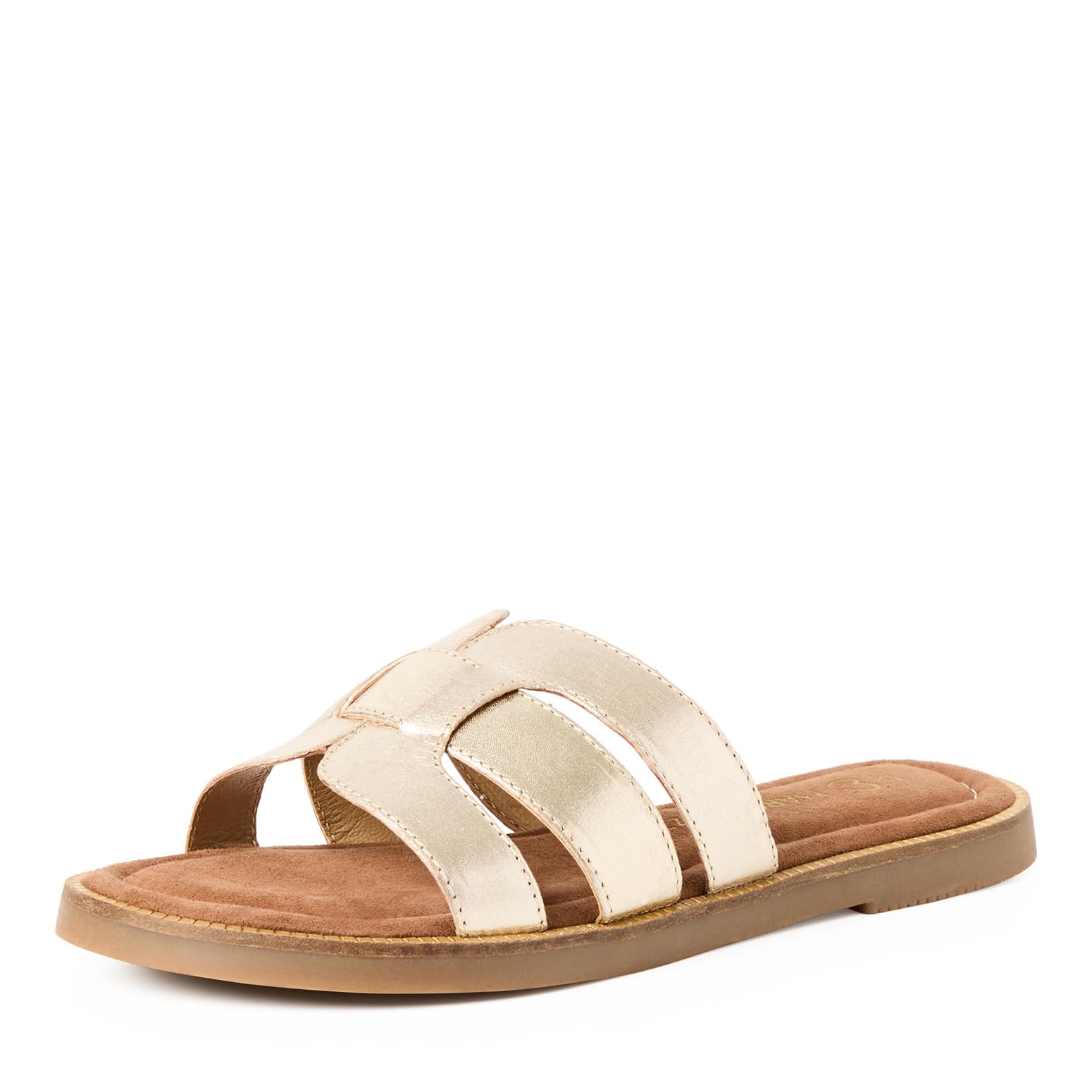 Marco Tozzi Women's Sandal Soft Feel Me Footbed Leather Summery, Metallic (Platinum), 8.5 UK