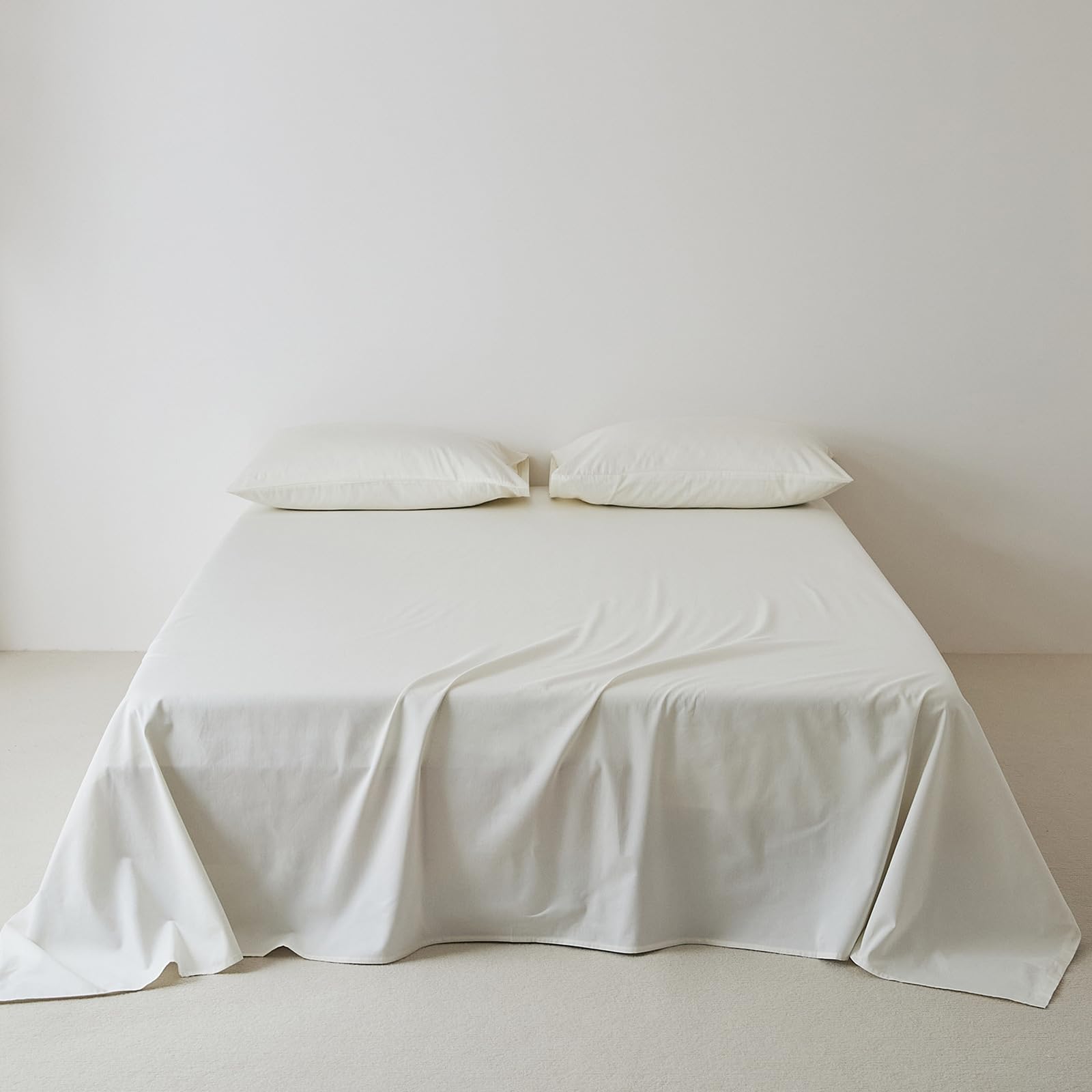 Bettlaken ohne Gummizug 245 x 250cm 100 % Baumwolle leintuch Weiß