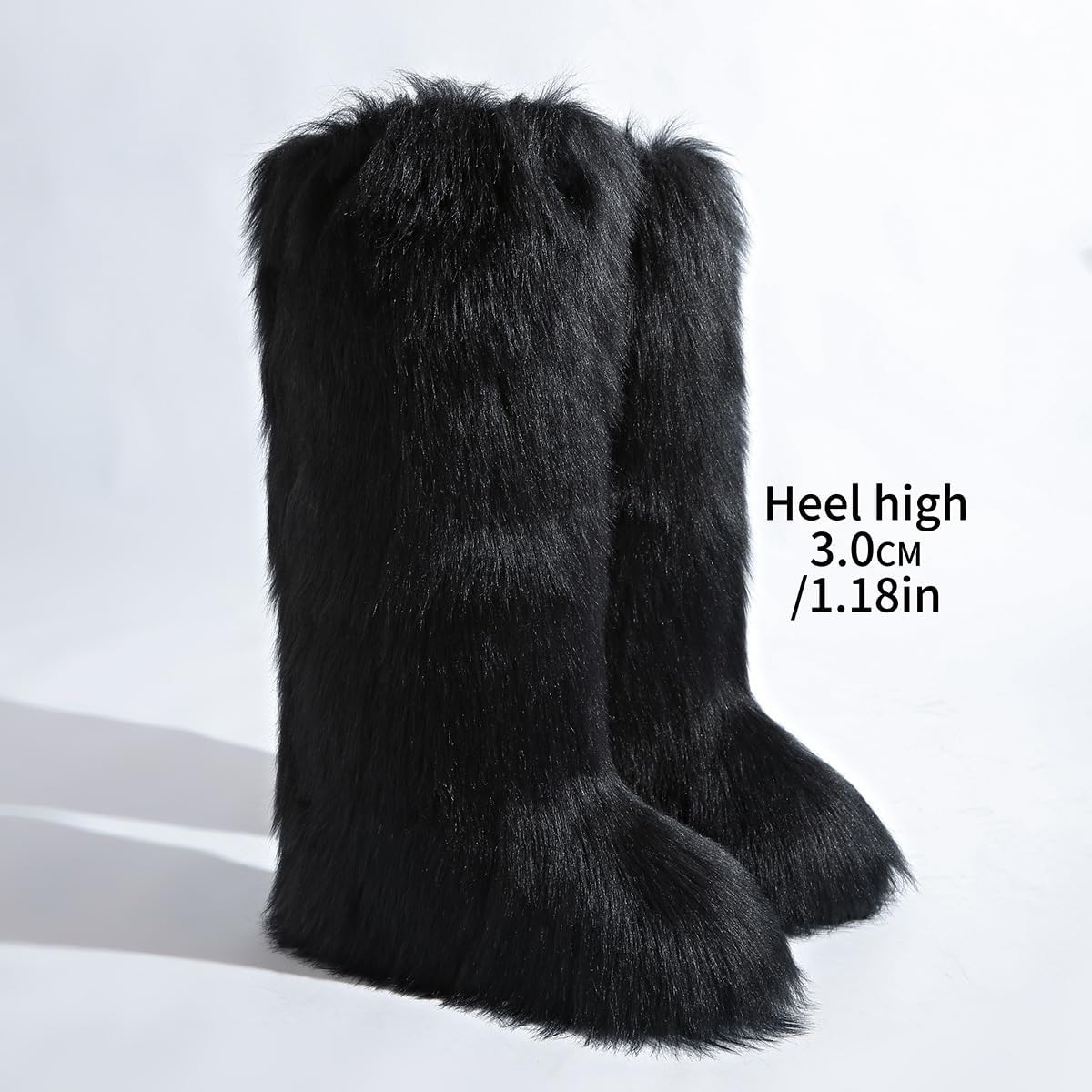 Women’s Faux Fur Knee High Winter Boots Warm Fuzzy Fluffy Wide Calf Snow Boots Soft Comfortable Tall Fashion Shoes