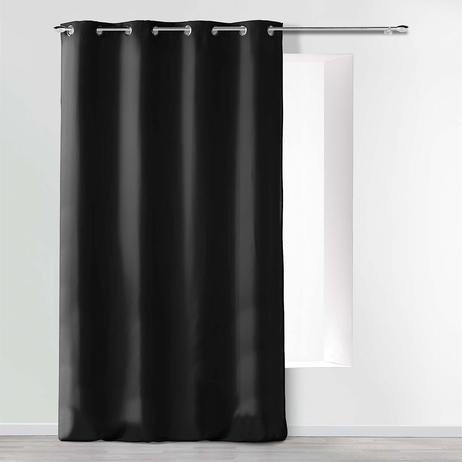 Douceur d'Intérieur Absolu Ösenvorhang, Mikrofaser, einfarbig, Polyester, Polyester, Schwarz, 140 cm x 260 cm