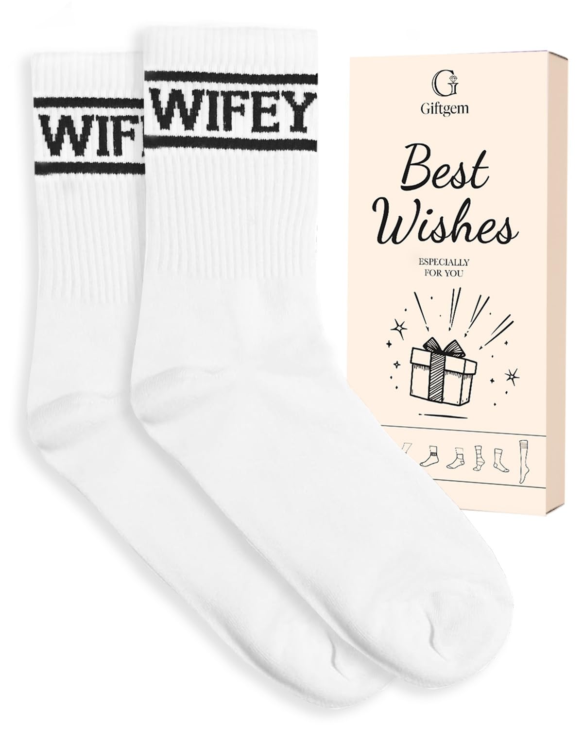Bride to Be Gifts - Wifey Socks White Cotton Bride to Be Socks - Perfect Engagement Gifts & Wedding Accessories for Bridal Shower Gift