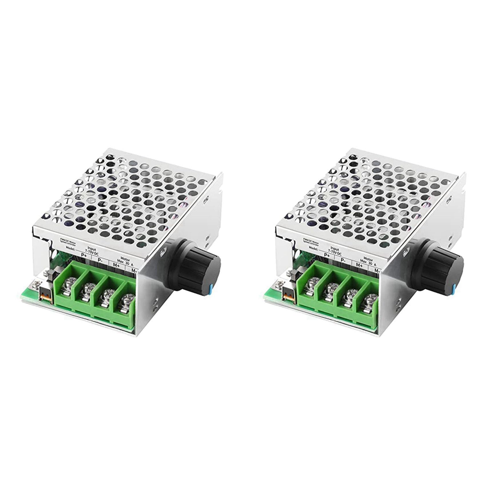 Jnchdghwa Black&Green 2X Dc Motor Speed Controller Pwm Controller, 7-70V 30A Adjustable Pwm Motor Speed Regulator 12V 24V 36V 48V