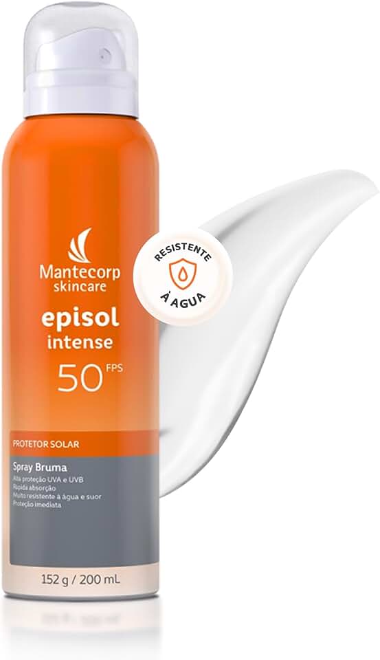Mantecorp - Protetor Solar Episol Intense Spray Bruma FPS 50 - Resistente à Água e Suor, Proteção UVA e UVB, Corpo e Rosto - 75ml