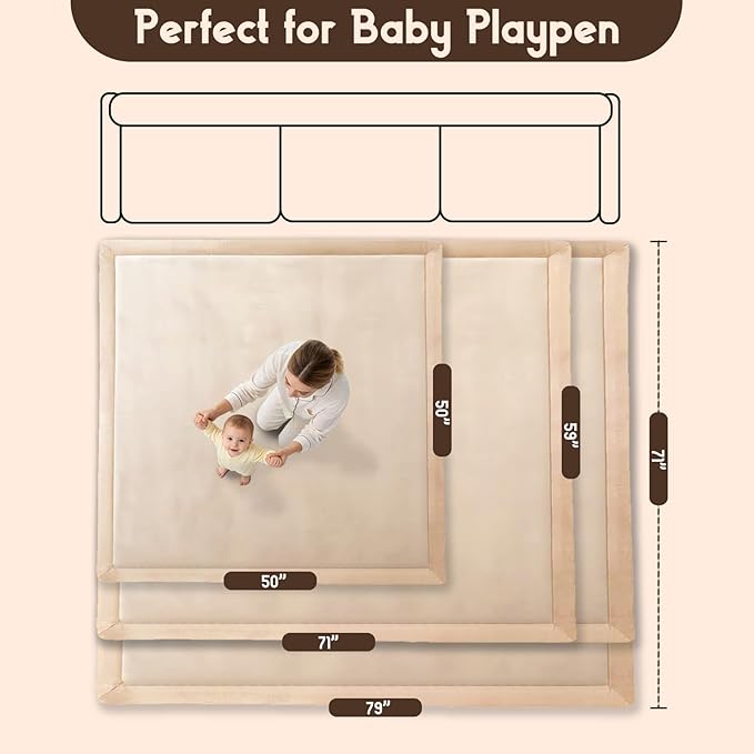 Alfombra de juego para bebés TreeBud Beige 127x127 cm miniatura 2