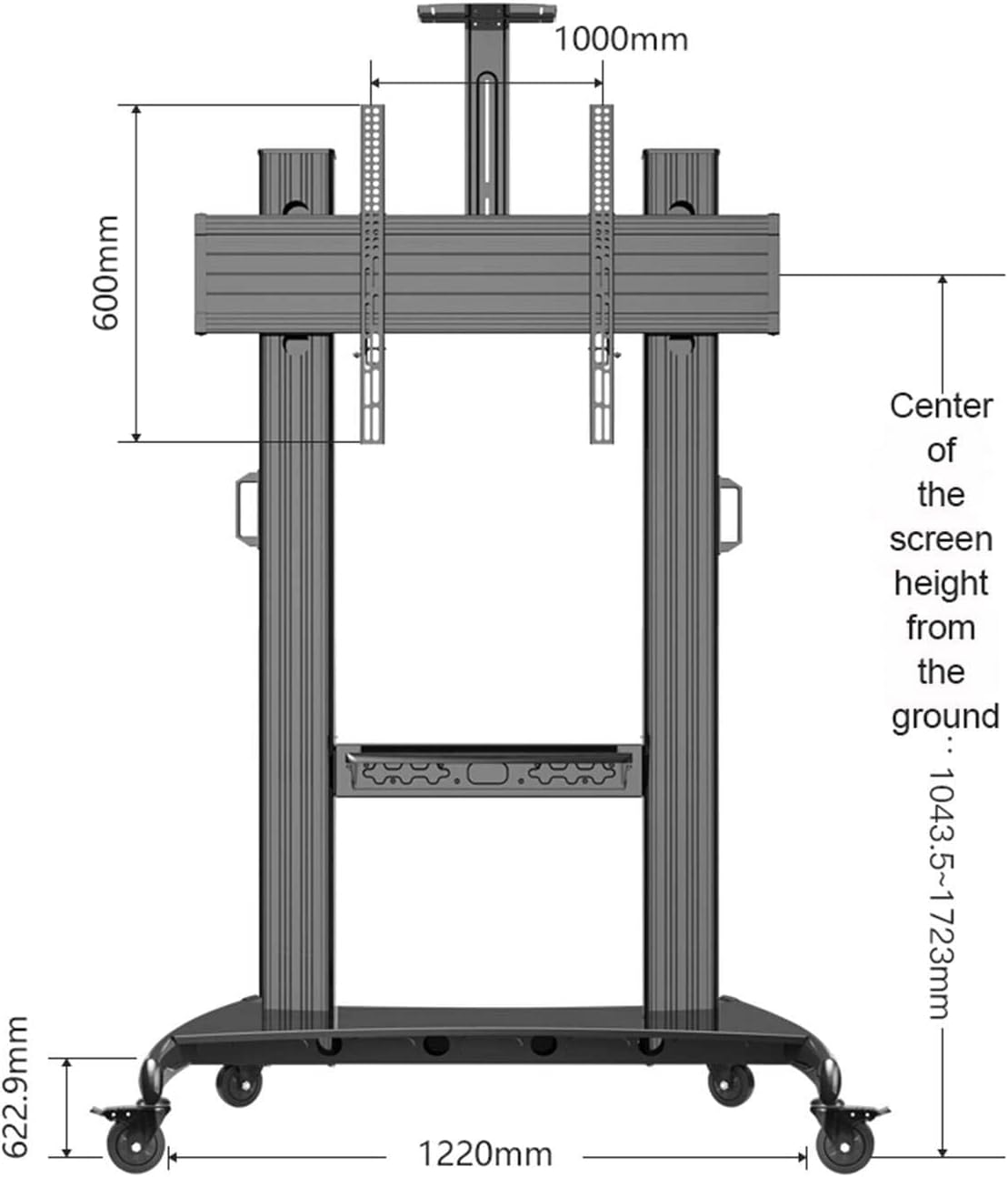 Mobile TV Cart TV Stand with Wheels for 60-100 Inch LCD LED OLED Plasma Flat Panel Screens up to 300lbs TV Stand with Remote Control TV Lift Black