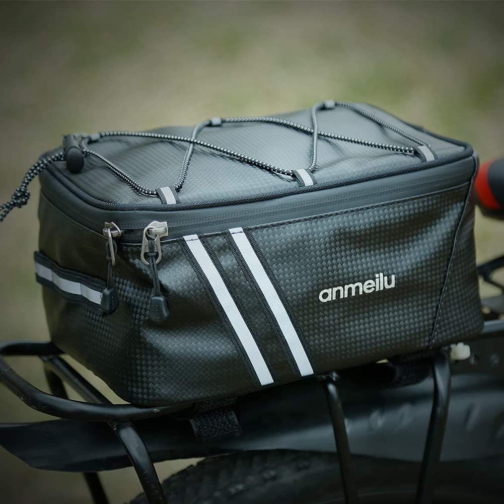 Portapacchi per Bicicletta Riflettente, Borsa Posteriore Bici, Borsa Bici Posteriore Cremagliera, con Strisce Riflettenti e Cerniera Impermeabile, per Gli Articoli per Trasporto di Biciclette, 8L