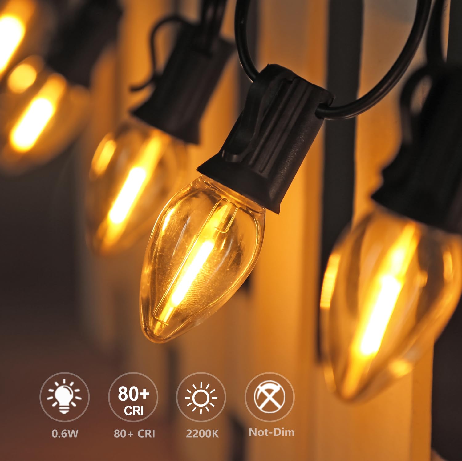 50 Pack C7 LED Night Light Bulbs C7 LED Replacement Light Bulb for Christmas String Light 0 6 — view 4