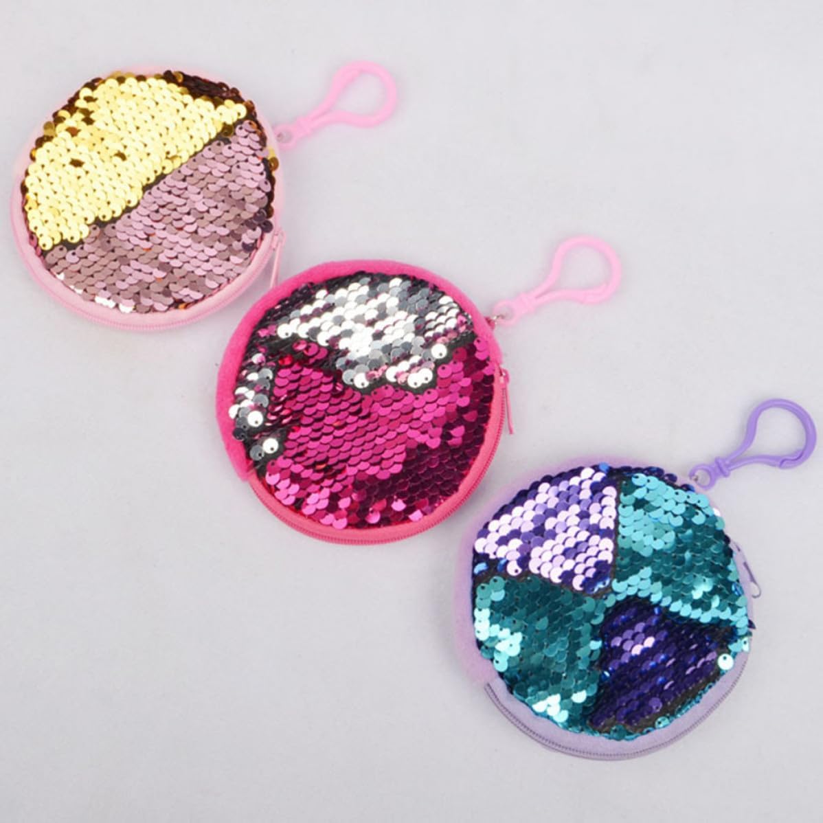 6pcs Shiny Sequin Coin Purse for Keychain Pocket