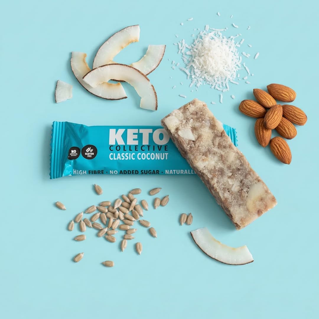 Keto Collective Barres Keto - NOUVELLE RECETTE - 15x40g | 3g de Glucides Nets | Snacks Cetogene | Haute en Fibres | Ingrédients Naturels | Snacks Keto | Sans Gluten | Vegan