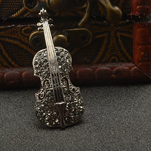 Homyl Instrumento De Violino De Música De Cristal Do Vintage Broche Em Forma De Pino Decoração De Fe